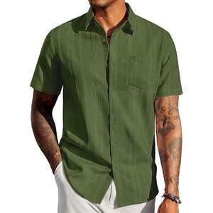 image:imageCOOFANDY Mens Casual Button Down Shirts Short Sleeve Textured Shirt Summer Beach Shirts with PocketArmy Green