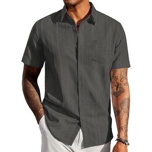 image:imageCOOFANDY Mens Casual Button Down Shirts Short Sleeve Textured Shirt Summer Beach Shirts with PocketDark Grey