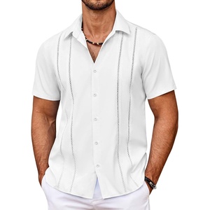 image:imageCOOFANDY Mens Cuban Guayabera Shirt Summer Beach Vacation Shirt Casual Short Sleeve Button Down Resort Wear01white