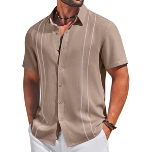 image:imageCOOFANDY Mens Cuban Guayabera Shirts Button Down Short Sleeve Shirt Casual Linen Summer Beach ShirtsKhaki