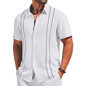 image:imageCOOFANDY Mens Cuban Guayabera Shirts Button Down Short Sleeve Shirt Casual Linen Summer Beach ShirtsWhite