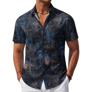 image:imageCOOFANDY Mens Hawaiian Shirt Short Sleeve Button Down Beach Vacation Shirt Retro Summer Tropical Shirts1navy Blue Vintage Abstract