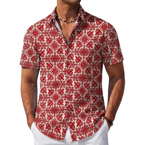 image:imageCOOFANDY Mens Hawaiian Shirt Short Sleeve Button Down Beach Vacation Shirt Retro Summer Tropical Shirts2red Symmetrical Pattern