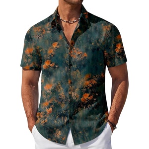 image:imageCOOFANDY Mens Hawaiian Shirt Short Sleeve Button Down Beach Vacation Shirt Retro Summer Tropical ShirtsDeep Teal Bold Watercolor