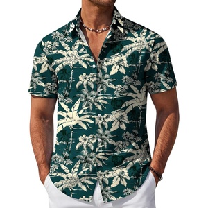 image:imageCOOFANDY Mens Hawaiian Shirt Short Sleeve Button Down Beach Vacation Shirt Retro Summer Tropical ShirtsGreen Palm Tree