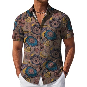 image:imageCOOFANDY Mens Hawaiian Shirt Short Sleeve Button Down Beach Vacation Shirt Retro Summer Tropical ShirtsHand Painted Flowers
