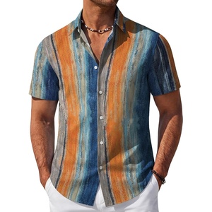 image:imageCOOFANDY Mens Hawaiian Shirt Short Sleeve Button Down Beach Vacation Shirt Retro Summer Tropical ShirtsStriped Oil Painting
