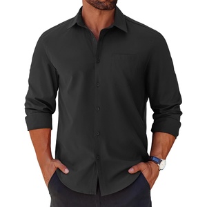 image:imageCOOFANDY Mens Long Sleeve Button Down Shirts Casual Untucked Shirts for Men Dress Shirts Beach Wedding ShirtsA Black