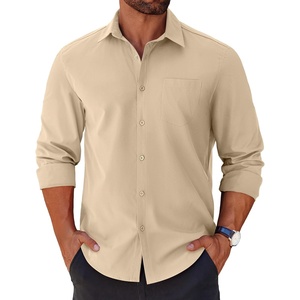 image:imageCOOFANDY Mens Long Sleeve Button Down Shirts Casual Untucked Shirts for Men Dress Shirts Beach Wedding ShirtsBeige