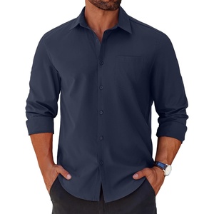 image:imageCOOFANDY Mens Long Sleeve Button Down Shirts Casual Untucked Shirts for Men Dress Shirts Beach Wedding ShirtsDark Blue