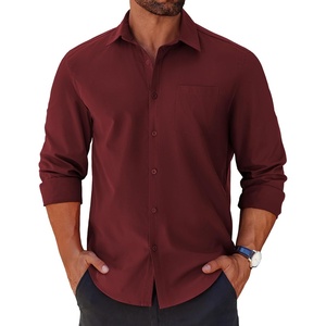 image:imageCOOFANDY Mens Long Sleeve Button Down Shirts Casual Untucked Shirts for Men Dress Shirts Beach Wedding ShirtsDark Red