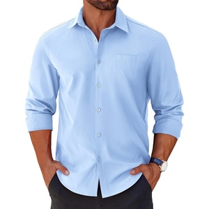 image:imageCOOFANDY Mens Long Sleeve Button Down Shirts Casual Untucked Shirts for Men Dress Shirts Beach Wedding ShirtsLight Blue