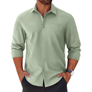 image:imageCOOFANDY Mens Long Sleeve Button Down Shirts Casual Untucked Shirts for Men Dress Shirts Beach Wedding ShirtsLight Green