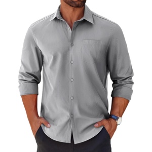 image:imageCOOFANDY Mens Long Sleeve Button Down Shirts Casual Untucked Shirts for Men Dress Shirts Beach Wedding ShirtsLight Grey