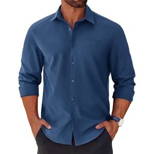 image:imageCOOFANDY Mens Long Sleeve Button Down Shirts Casual Untucked Shirts for Men Dress Shirts Beach Wedding ShirtsNavy Blue