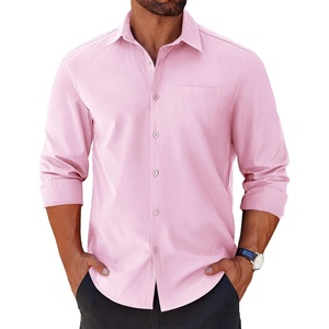 image:imageCOOFANDY Mens Long Sleeve Button Down Shirts Casual Untucked Shirts for Men Dress Shirts Beach Wedding ShirtsPink