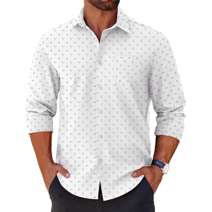 image:imageCOOFANDY Mens Long Sleeve Button Down Shirts Casual Untucked Shirts for Men Dress Shirts Beach Wedding ShirtsWhite Semicircle