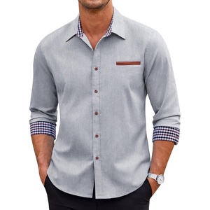 image:imageCOOFANDY Mens Long Sleeve Casual Button Down Shirts Untucked Shirts Plaid Collar Vintage Denim ShirtType 01  White
