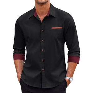 image:imageCOOFANDY Mens Long Sleeve Casual Button Down Shirts Untucked Shirts Plaid Collar Vintage Denim ShirtType 02  Black
