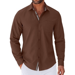image:imageCOOFANDY Mens Long Sleeve Casual Button Down Shirts Untucked Shirts for Men Regular Fit Dress ShirtBrown