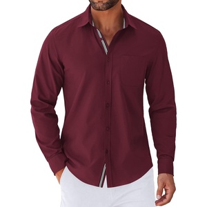 image:imageCOOFANDY Mens Long Sleeve Casual Button Down Shirts Untucked Shirts for Men Regular Fit Dress ShirtRisk Red