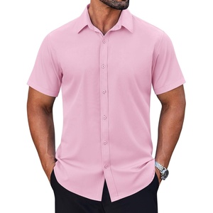 image:imageCOOFANDY Mens Short Sleeve Dress Shirts Stretch Wrinkle Free Untucked Casual Button Down ShirtPink