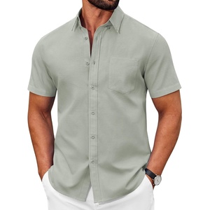 image:imageCOOFANDY Mens Short Sleeve Oxford Shirt Plaid Casual Button Down Shirts Summer Untucked Dress Shirt with PocketLight Green