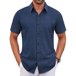 image:imageCOOFANDY Mens Stretch Dress Shirts Short Sleeve Wrinkle Free Casual Button Down ShirtsNavywhite