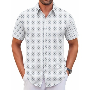 image:imageCOOFANDY Mens Stretch Dress Shirts Short Sleeve Wrinkle Free Casual Button Down ShirtsWhiteblue