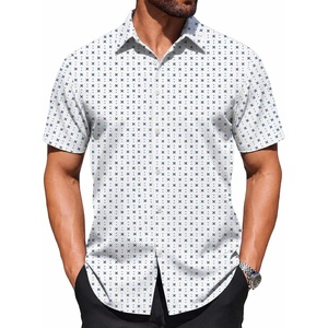image:imageCOOFANDY Mens Wrinkle Free Dress Shirt Polka Dot Short Sleeve Button Down Business Casual ShirtsWhiteblue Plus Sign