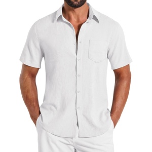 image:imageCOOFANDY Shirts for Mens Button Down Short Sleeve Shirts Casual Summer Beach Textured Shirts with PocketWhite