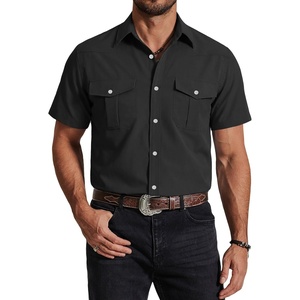 image:imageCOOFANDY Western Shirts for Mens Cowboy Shirt Short Sleeve Button Down Shirt Casual Work Shirts PlaidBlack