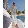 image:imageCOOFANDY Mens 2 Pieces Cotton Linen Set Long Sleeve Henley Shirts Casual Beach Pants With Pockets Summer Yoga OutfitsBlack Striped