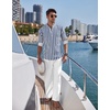 image:imageCOOFANDY Mens 2 Pieces Cotton Linen Set Long Sleeve Henley Shirts Casual Beach Pants With Pockets Summer Yoga OutfitsBlue Striped