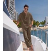 image:imageCOOFANDY Mens 2 Pieces Cotton Linen Set Long Sleeve Henley Shirts Casual Beach Pants With Pockets Summer Yoga OutfitsBrown
