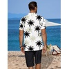 image:imageCOOFANDY Mens 2 Pieces Linen Set Casual Henley Shirts Short Sleeve Beach Yoga Shorts Summer Pants OutfitsCoconut Plant Pattern