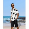 image:imageCOOFANDY Mens 2 Pieces Linen Set Casual Henley Shirts Short Sleeve Beach Yoga Shorts Summer Pants OutfitsCoconut Plant Pattern