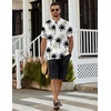 image:imageCOOFANDY Mens 2 Pieces Linen Set Casual Henley Shirts Short Sleeve Beach Yoga Shorts Summer Pants OutfitsCoconut Plant Pattern