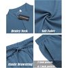image:imageCOOFANDY Mens 2 Pieces Linen Set Casual Henley Shirts Short Sleeve Beach Yoga Shorts Summer Pants OutfitsDark Blue