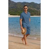 image:imageCOOFANDY Mens 2 Pieces Linen Set Casual Henley Shirts Short Sleeve Beach Yoga Shorts Summer Pants OutfitsDark Blue