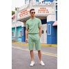 image:imageCOOFANDY Mens 2 Pieces Linen Set Casual Henley Shirts Short Sleeve Beach Yoga Shorts Summer Pants OutfitsIce Green