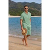 image:imageCOOFANDY Mens 2 Pieces Linen Set Casual Henley Shirts Short Sleeve Beach Yoga Shorts Summer Pants OutfitsIce Green