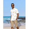 image:imageCOOFANDY Mens 2 Pieces Linen Set Casual Henley Shirts Short Sleeve Beach Yoga Shorts Summer Pants OutfitsPalm Pattern