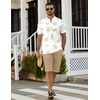 image:imageCOOFANDY Mens 2 Pieces Linen Set Casual Henley Shirts Short Sleeve Beach Yoga Shorts Summer Pants OutfitsPalm Pattern