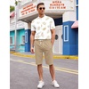 image:imageCOOFANDY Mens 2 Pieces Linen Set Casual Henley Shirts Short Sleeve Beach Yoga Shorts Summer Pants OutfitsPalm Pattern