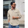 image:imageCOOFANDY Mens Button Down Shirt Corduroy Long Sleeve Casual Untucked Shirt Jacket with PocketBeige