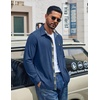 image:imageCOOFANDY Mens Button Down Shirt Corduroy Long Sleeve Casual Untucked Shirt Jacket with PocketBlue