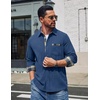 image:imageCOOFANDY Mens Button Down Shirt Corduroy Long Sleeve Casual Untucked Shirt Jacket with PocketBlue