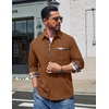 image:imageCOOFANDY Mens Button Down Shirt Corduroy Long Sleeve Casual Untucked Shirt Jacket with PocketCaramel