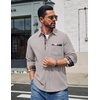 image:imageCOOFANDY Mens Button Down Shirt Corduroy Long Sleeve Casual Untucked Shirt Jacket with PocketLight Grey